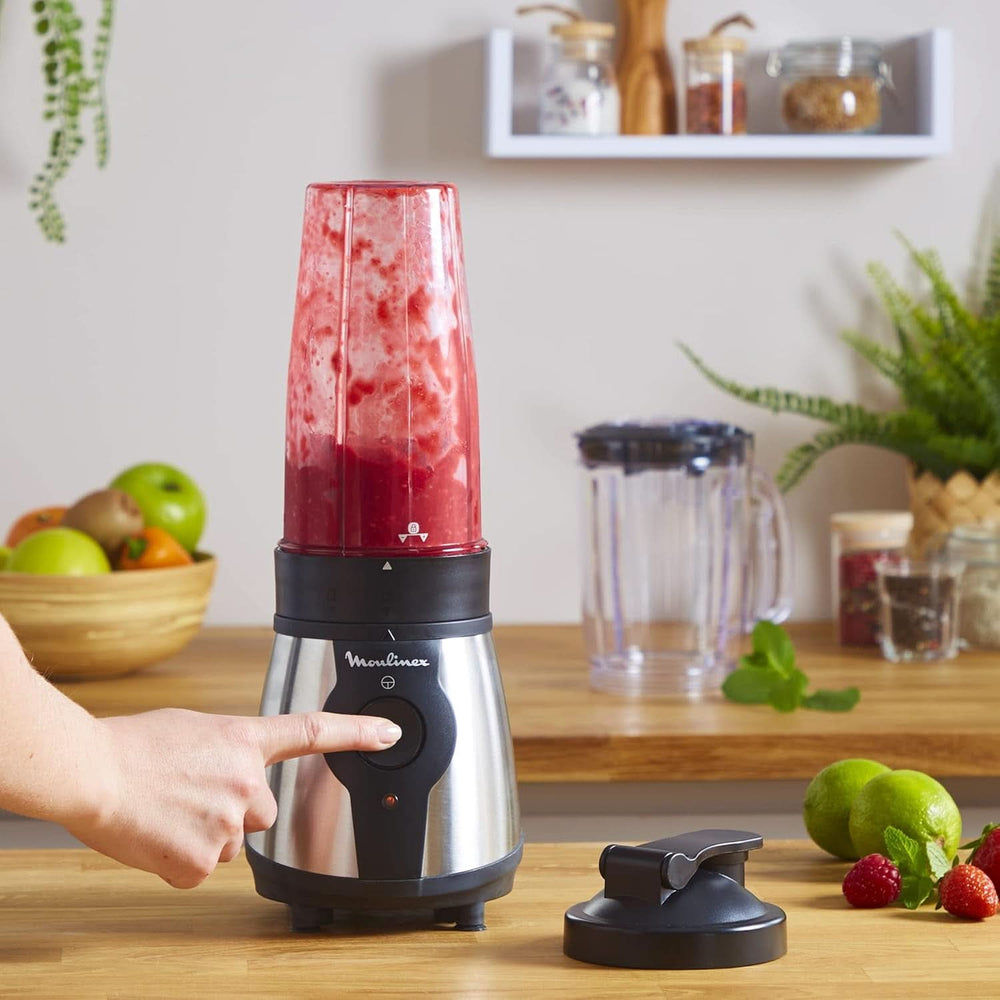 Mélangeur Blend&Go LM1B1D 300 W, mixeur à smoothie avec 750 ml d'étoffe d'art, flacons de transport de 750 ml inclus, 4 abnehmbaren Klingen, Edelstahlobreflchen Mother and Child Naty Shop