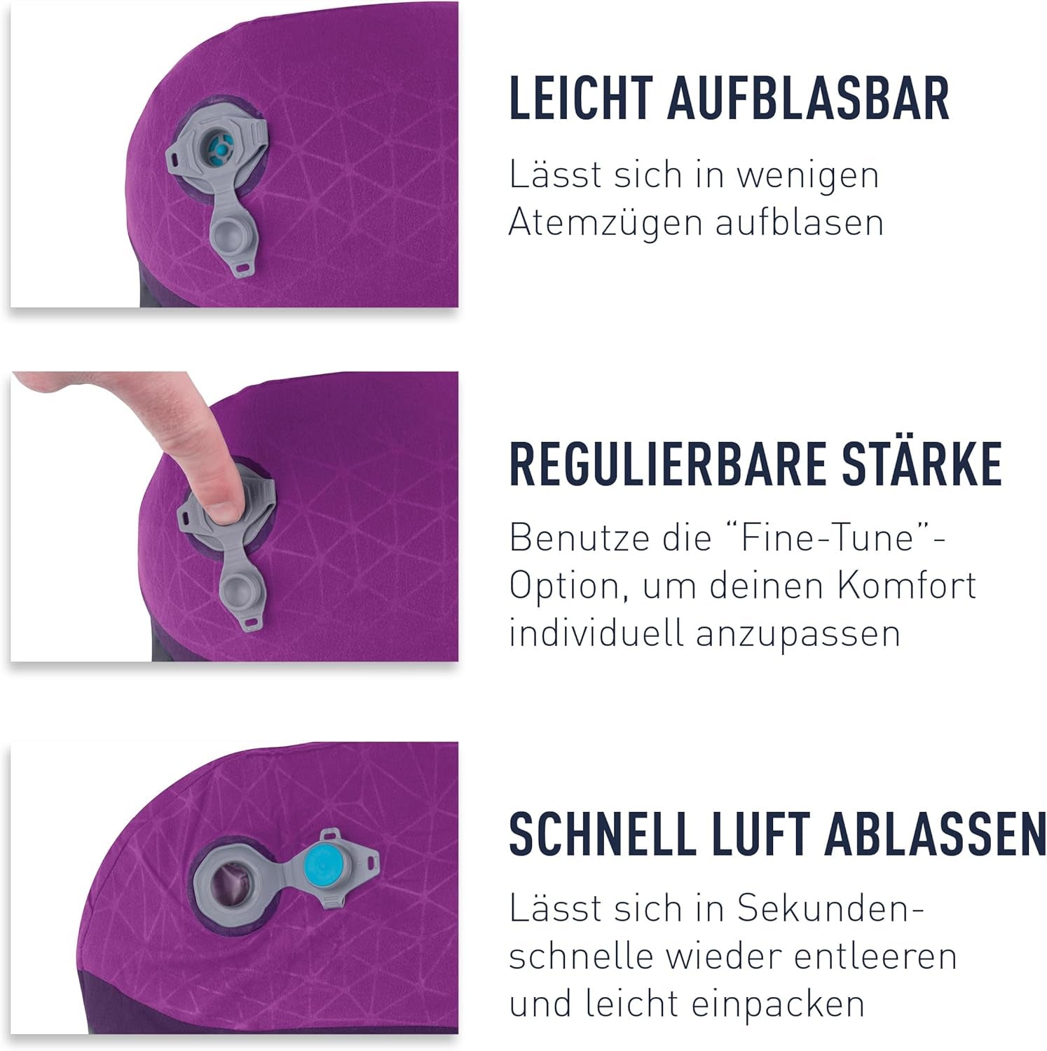 Sea to Summit - Oreiller de soutien lombaire Eros Premium - Oreiller de soutien gonflable - Soulagement du dos - Matériau polyester 50D - Sac de voyage compact - Service, voyage et excursions en voiture - Bleu marine - 93 g