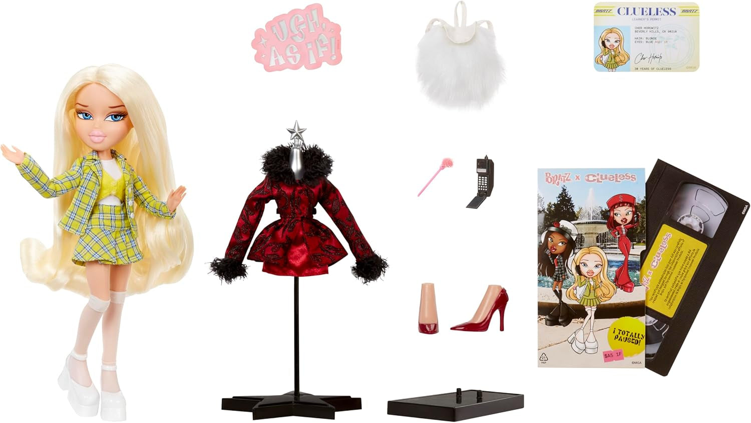 Bratz Clueless Cher Doll – Poupée de cinéma à collectionner avec de vraies tenues et accessoires
