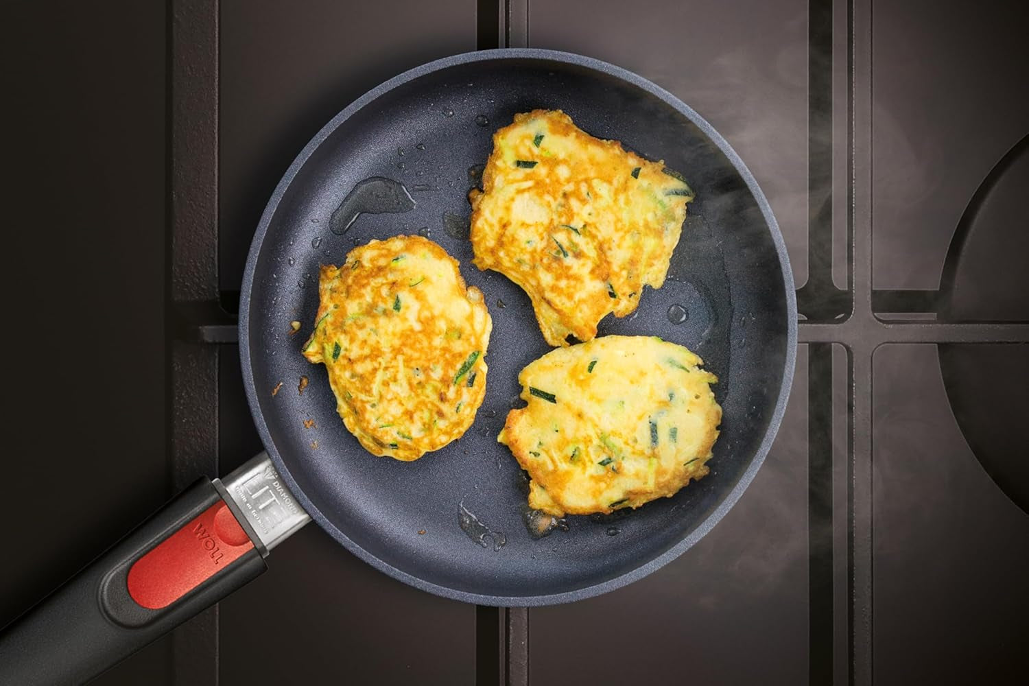 Poêle plate Woll Diamond Lite - Induction -, Ø 20 Cm, Hauteur 5 Cm, Avec poignée amovible - Convient à tous types de feux, Fonte d'aluminium, Revêtement antiadhésif Casseroles et poêles Naty Shop