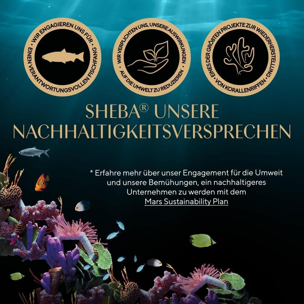 Sheba Portion Pouches Nourriture humide pour chats, Multipack Fresh & Fine en gelée avec thon et saumon MSC, 6x6x50g - Repas sains pour chats avec gelée