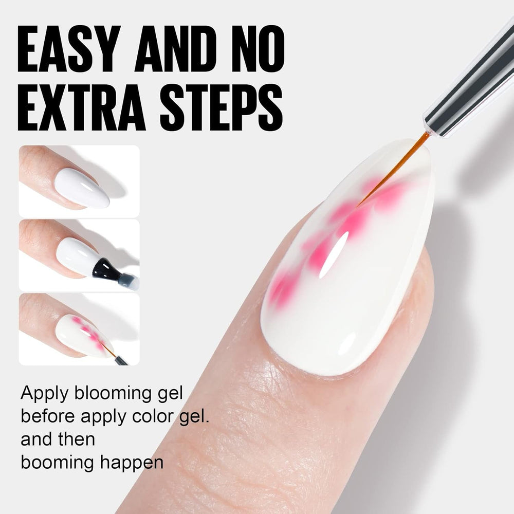 TOMICCA Vernis à ongles en gel transparent Blooming, vernis à ongles à diffusion UV LED pour le design des ongles, Marmor, Vernis à ongles bleu Aquarell 8 ml