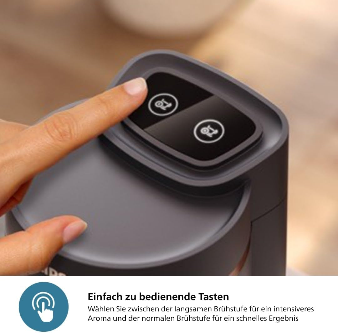 PHILIPS Cafetière turque série 5000 – Fonction d'infusion lente, capacité de 4 tasses, protection contre la surchauffe et les déversements, indicateur de fonctionnement, boutons faciles à utiliser, arrêt automatique (HDA150/60)