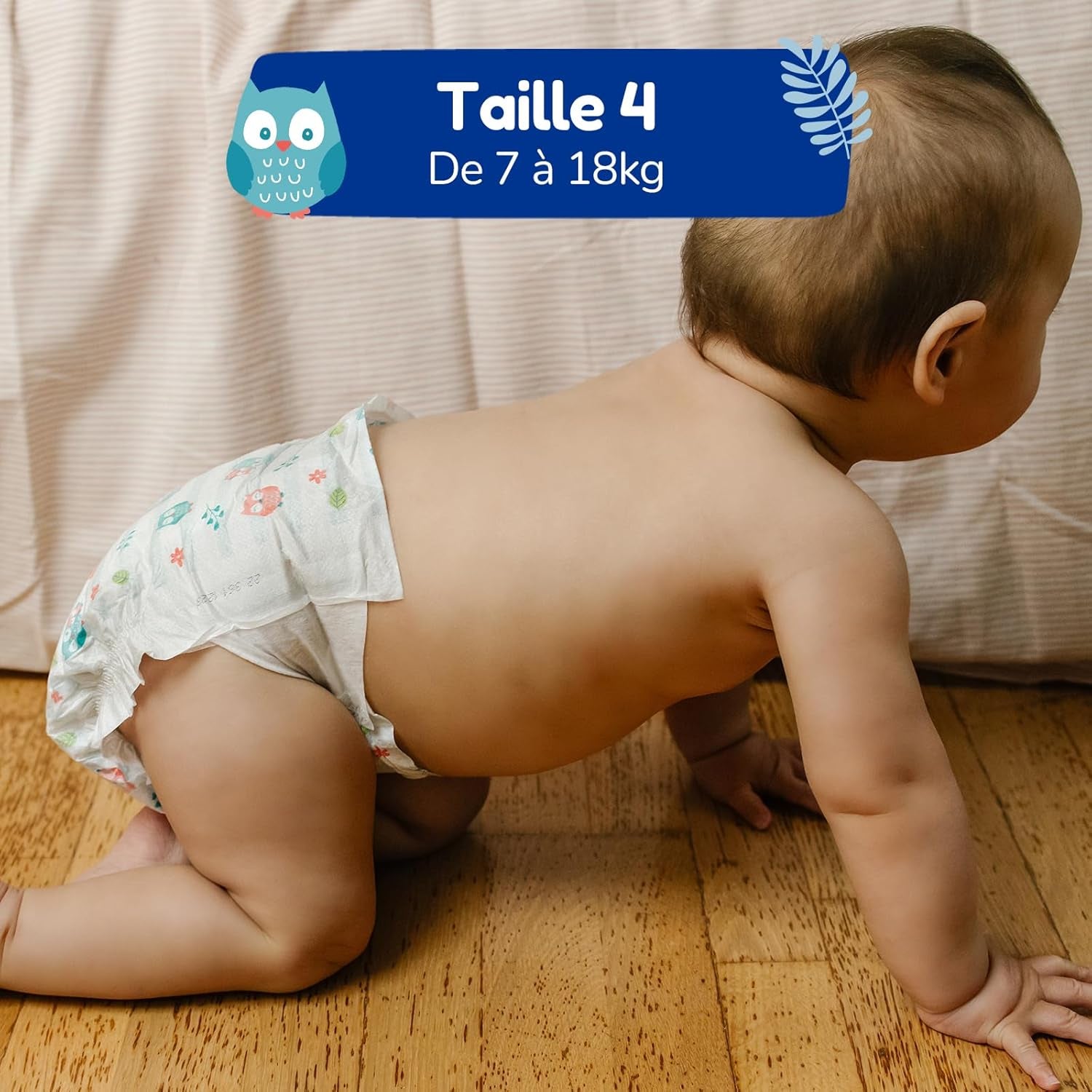 - Couche taille 4 (7 – 18 kg) – pour peaux sensibles – naturelle et très absorbante – étanche 12 heures – ohne unerwünschte Inhaltsstoffe – fabriquée en France – 132 couches