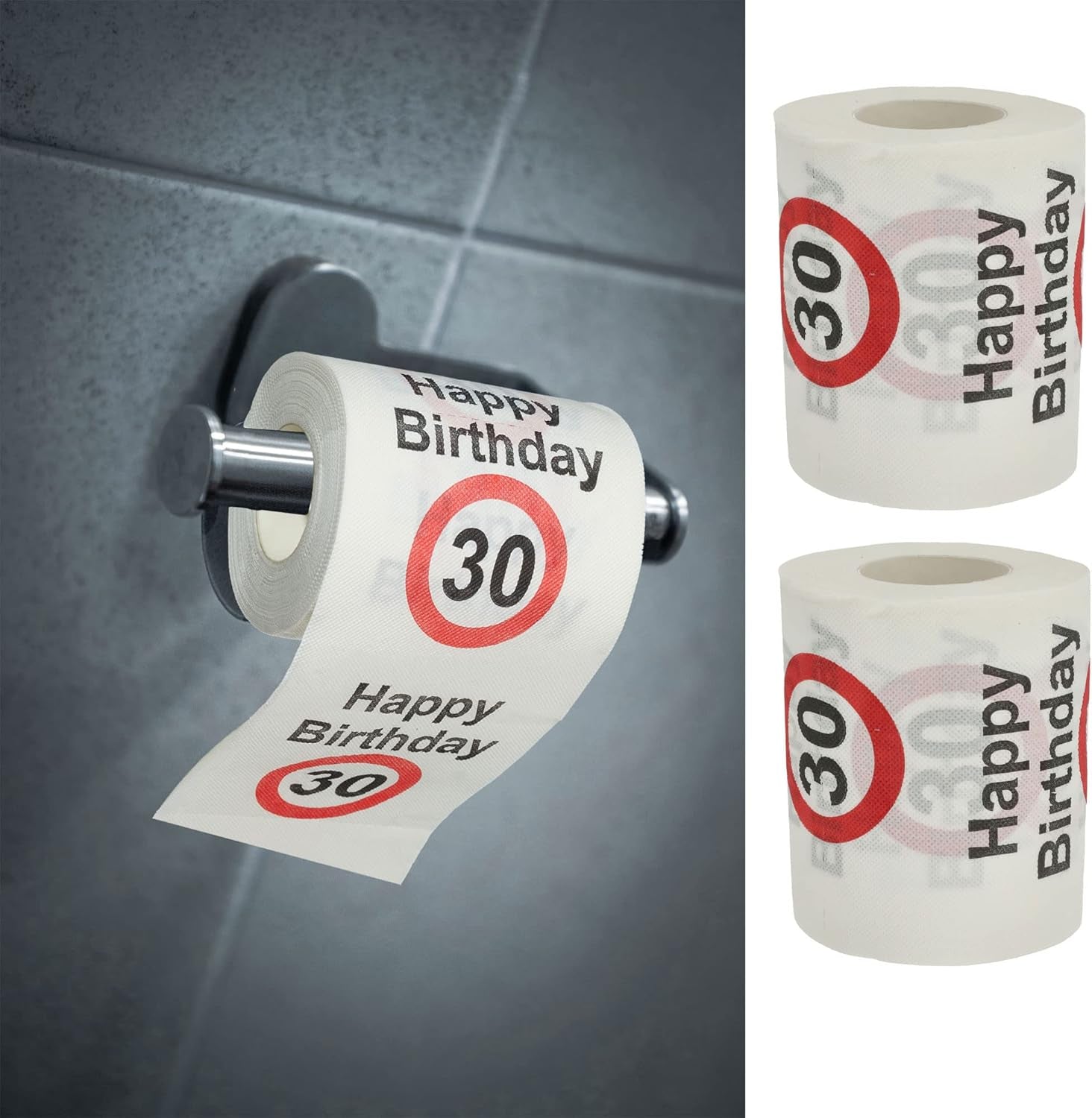 Lot de 4 papiers toilette "Joyeux 40ème anniversaire" │40ème anniversaire 24 mètres 2 tissus 180Gr/Qm │ Papier toilette papier toilette motif (4 X papier toilette 40)