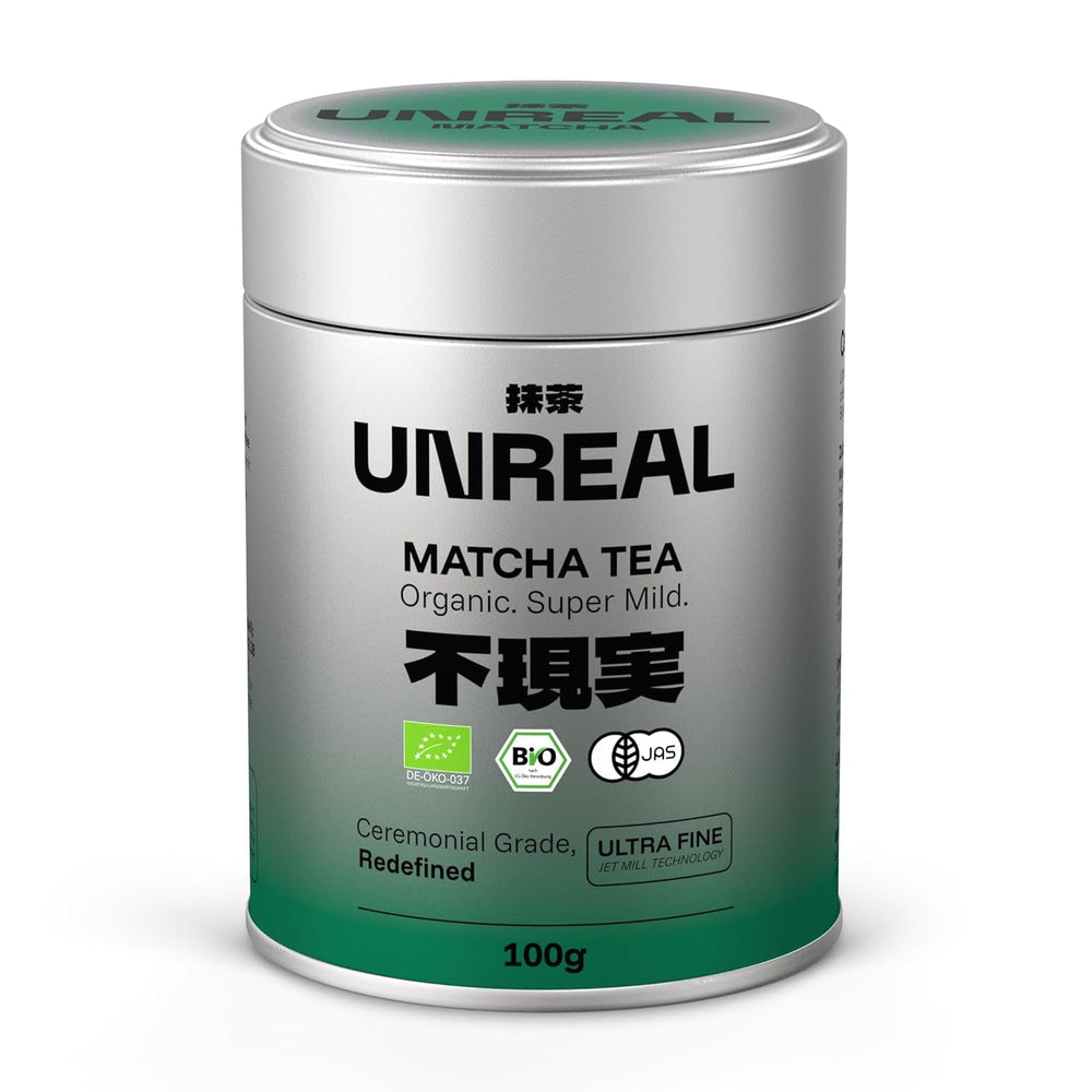 UNREAL® Ceremonial Bio Matcha – Ceai verde ceremonial 100% japonez – Calitate premium din Shizuoka – Pentru ceai, latte și smoothie-uri – Măcinat foarte fin pentru o cremozitate maximă – 25 g