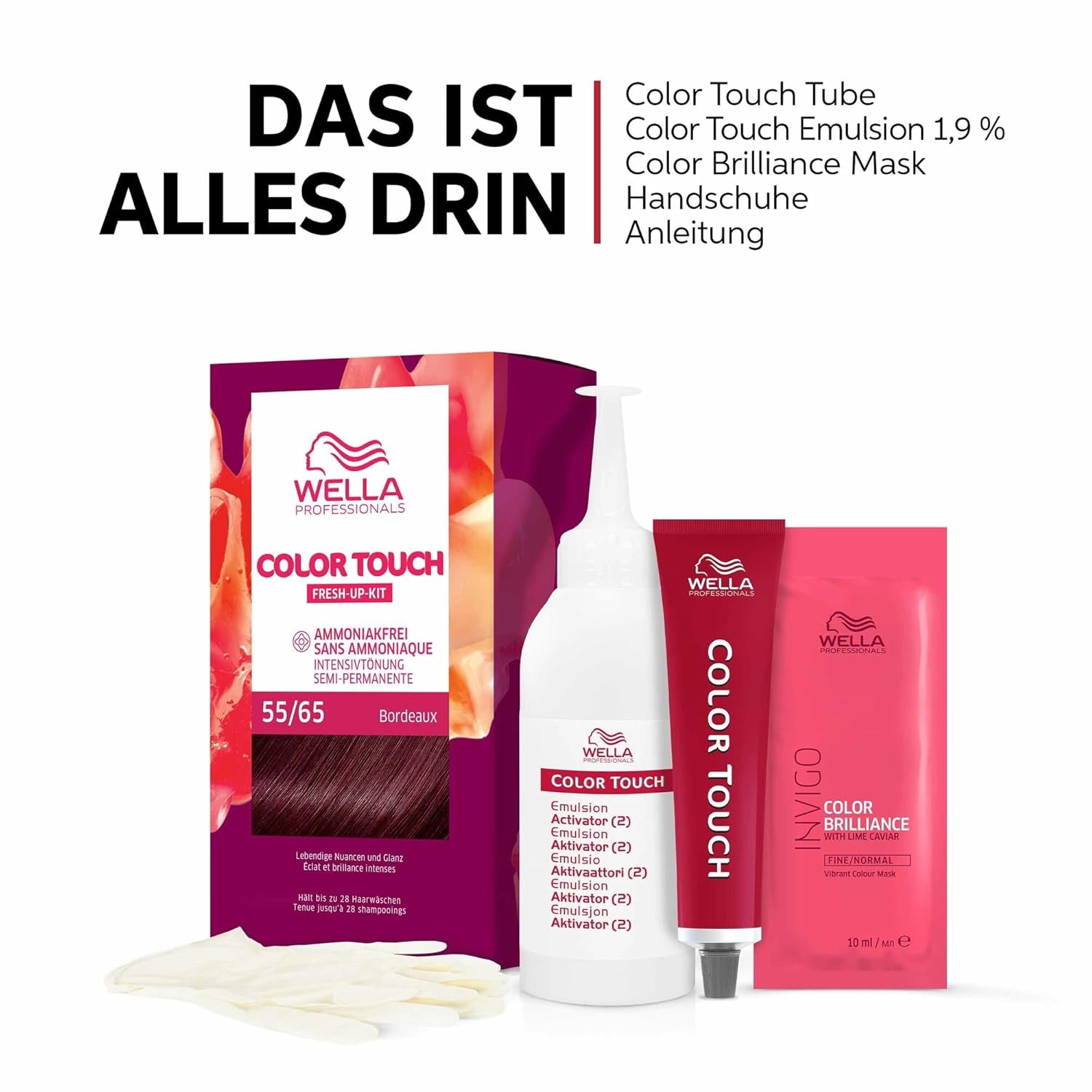 Wella Professionals Color Touch demi-permanent colorant de păr fără amoniac - vopsea de păr cu până la 50% acoperire a părului gri - kit rădăcină, inclusiv mască de păr - 4/0 Medium Brown (130 ml) Vopsea pentru par Naty Shop