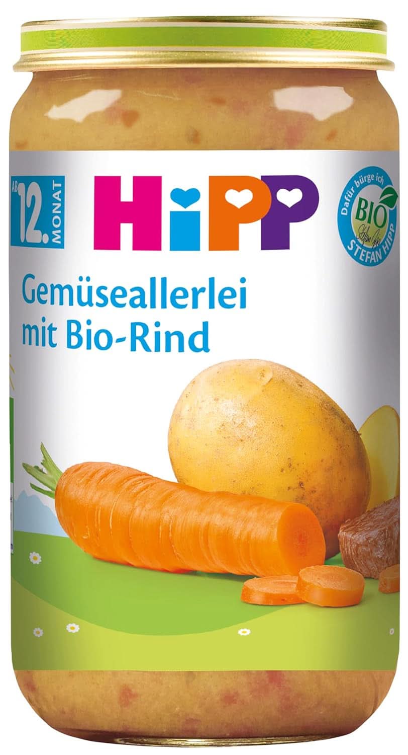 Hipp Légumes à volonté au bœuf bio, pack de 6 (6 X 250 grammes) Mère et Enfant Naty Shop