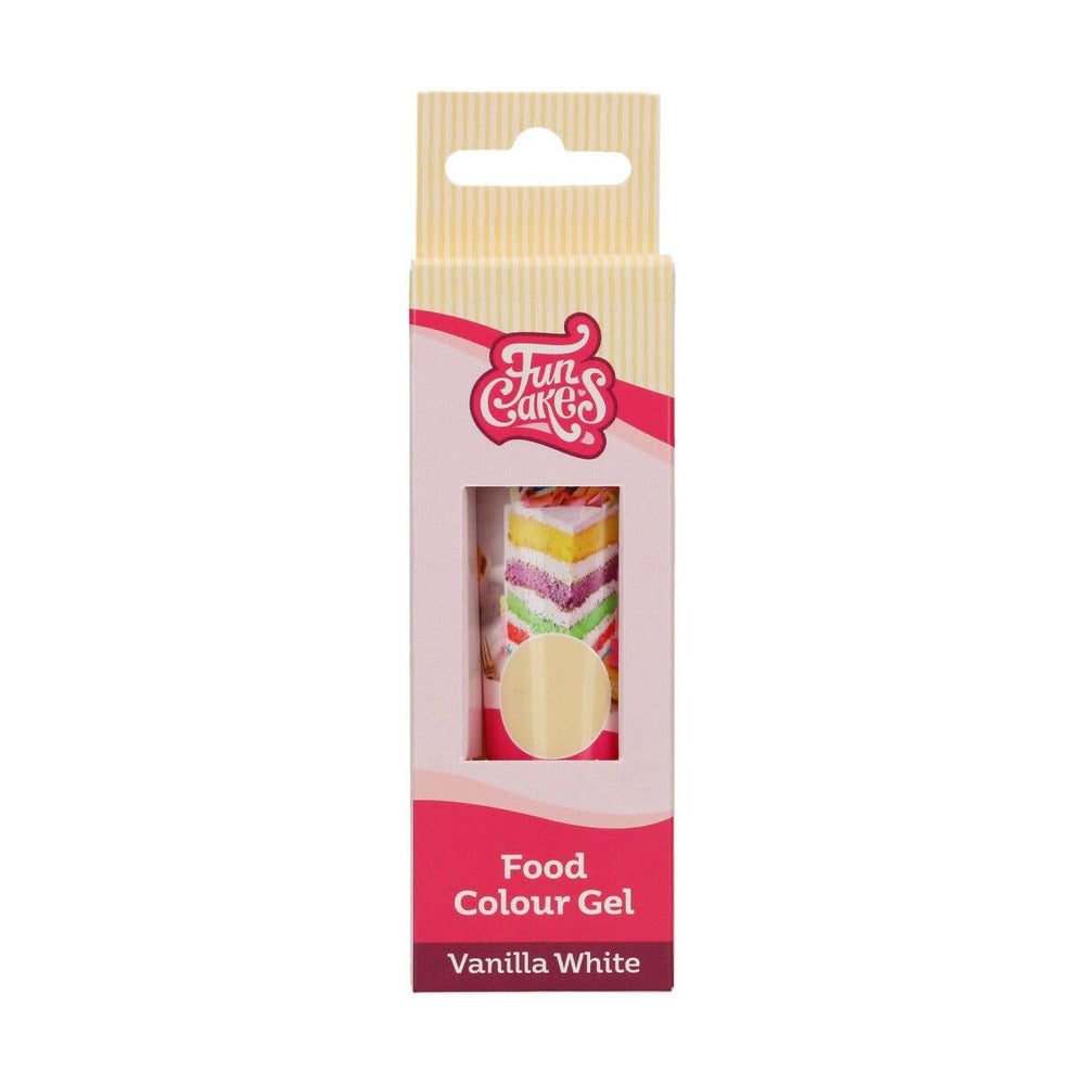Colorant alimentaire Funcakes Gel Vanille Blanche : Colorant alimentaire très concentré pour pâtes, crèmes, fondants, pâte d'amande, pâtisseries, dosage léger, gouttes individuelles pour créer des couleurs éclatantes, Halal, 30 g