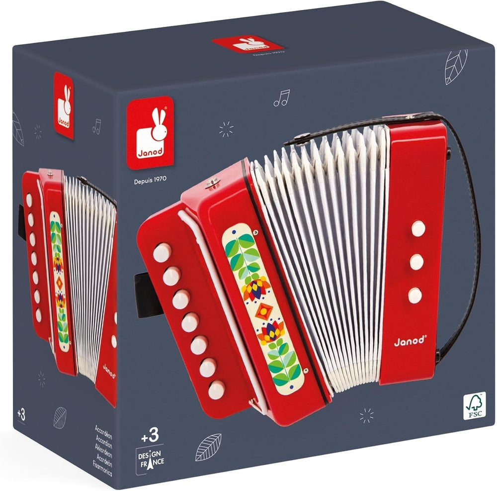 Janod - Accordéon Gioia - Instrument de musique pour enfants - Jeux de rôle et éducation musicale précoce - Avec sangle - Dès 3 ans, J07654 Jucarii Bebe Naty Shop