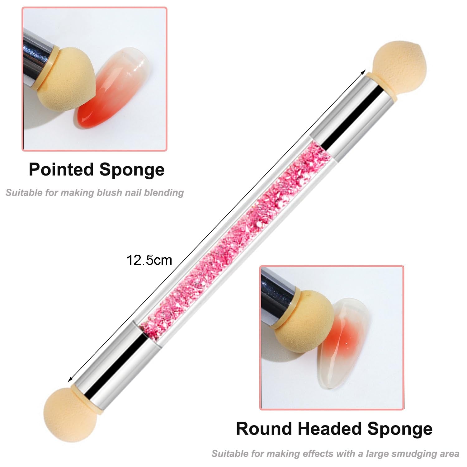 6 pcs Nagel Pinsel Set, Double Fin Nageldesign Pinsel, Acrylique Nail Art Pinsel Set Nail Art Liner Pinsel Dotting Tool pour DIY Nail Art Design (Mit 1 Schwammbürste)