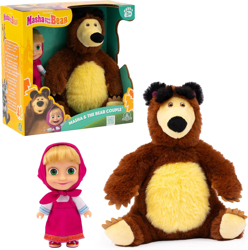 Masha et Michka Poupée Masha 12 cm et peluche Bärka 20 cm pour enfants de 3 ans et plus MHA21