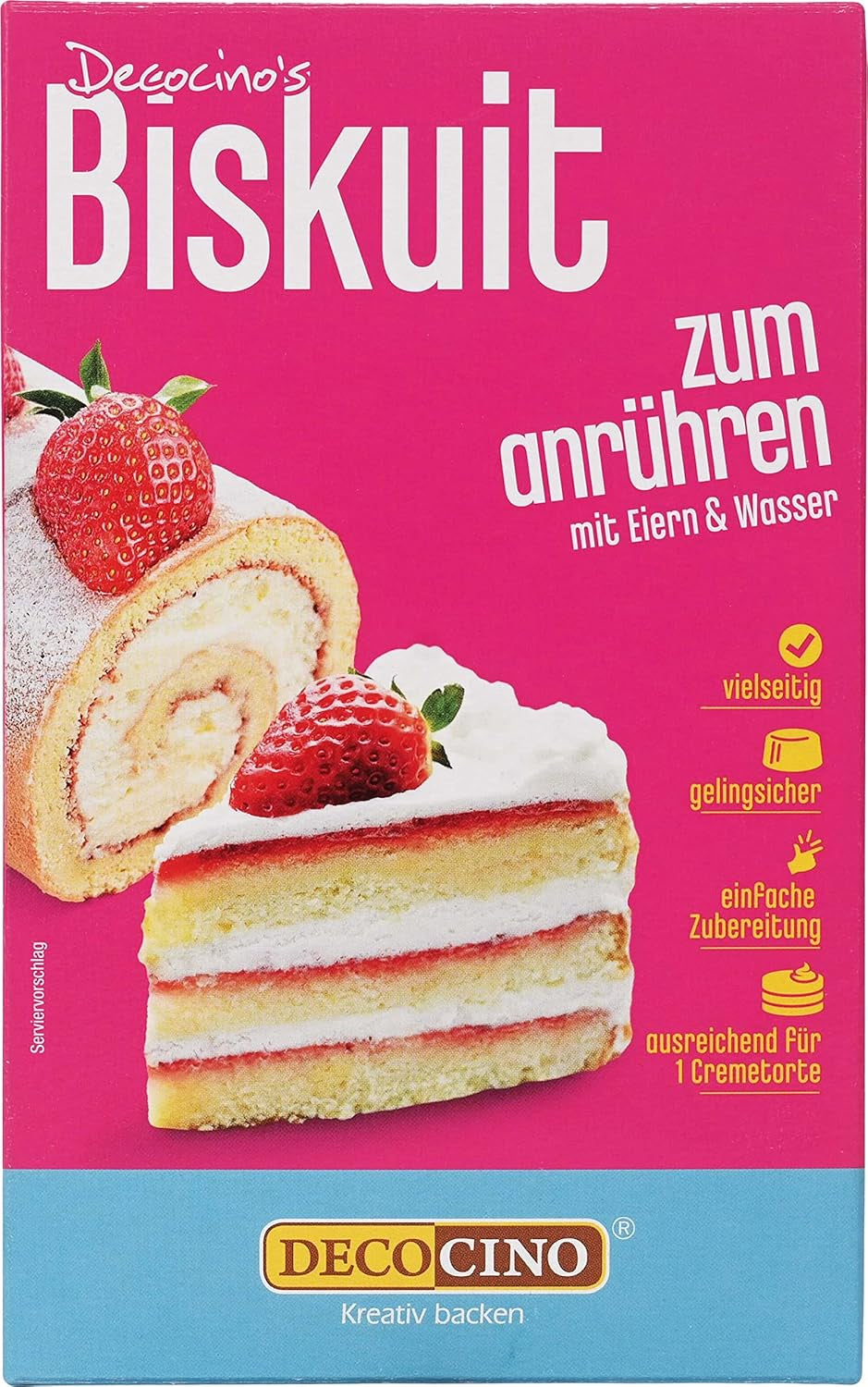 DECOCINO Biscuit Backmischung (250 G) – Einfache Zubereitung – Gelingsicher – Zum Backen Von Luftigen Biskuitböden, Creme-Torten, Biskuitrollen Uvm. Titre par défaut de Naty Shop