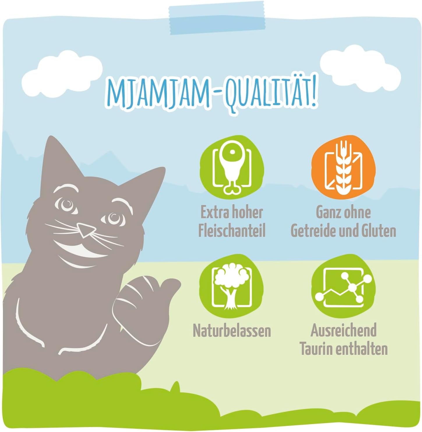 MjAMjAM - Nourriture humide de qualité supérieure pour chats - Canard et volaille tendres avec de délicieuses carottes, 1 paquet (1 x 400 g), sans céréales avec viande supplémentaire