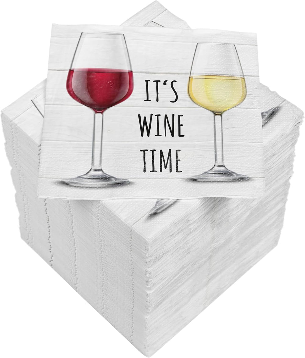 Serviettes de cocktail HEKU 'Schön Dass Du Da Bist', 3 couches, 25X25Cm, 150 pièces I Design élégant I Idéal pour les célébrations I Pratiquement emballé