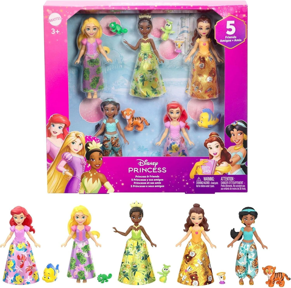 Mattel Disney Princess Coffret de jeu transformable, carrosse au château avec poupée Little Aurora, 3 niveaux, 6 aires de jeu, 4 figurines, meubles et accessoires HWX17 Dolls Naty Shop Friends Set