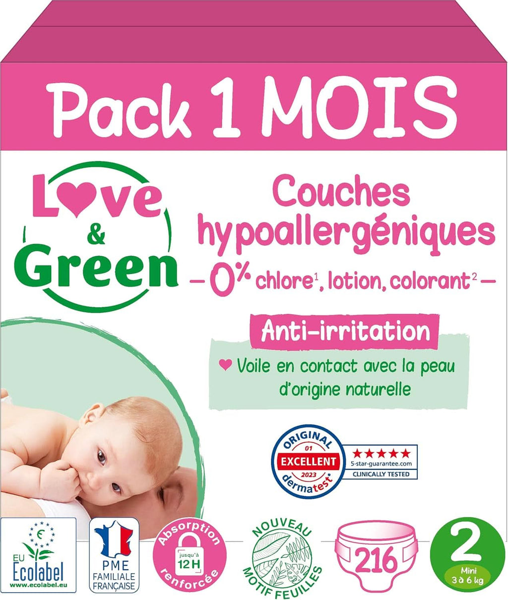 Love & Green, scutece hipoalergenice produse in Elvetia, marimile 1 si 2 Mama si Copilul Naty Shop Marimea 2