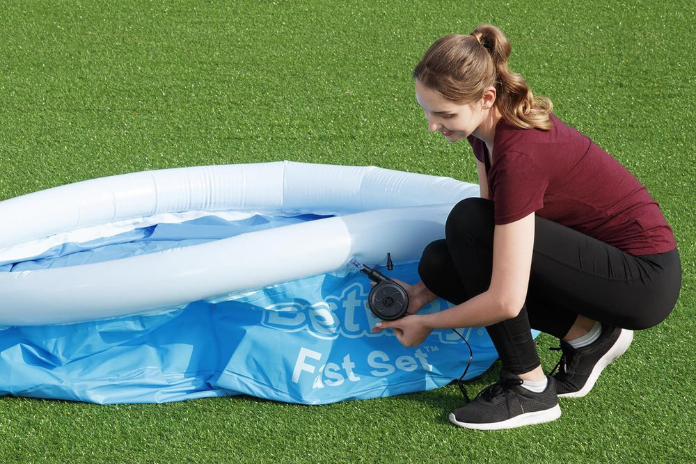 Set piscină supraterană Bestway Fast Set cu pompă de filtrare Ø 244 x 61 cm, albastră, rotundă