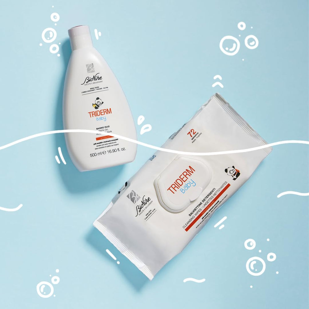 Bionike Triderm Baby Lingettes humides pour peaux sèches et sensibles Effet apaisant et raffermissant Protège et hydrate 72 lingettes