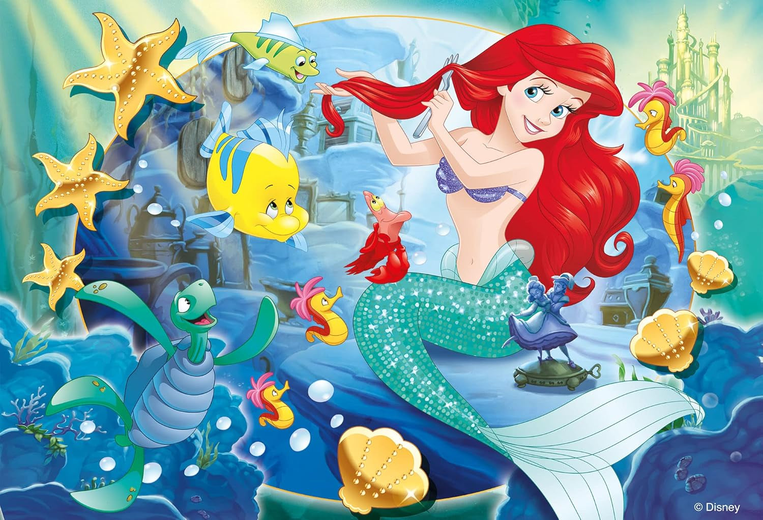 Lisciani - Puzzle DISNEY Ariel - Recréez et coloriez les scènes de vos boîtes préférées - à partir de 7 ans - GRAND PUZZLE de 250 pièces - Favorise la dextérité Puzzle Naty Shop