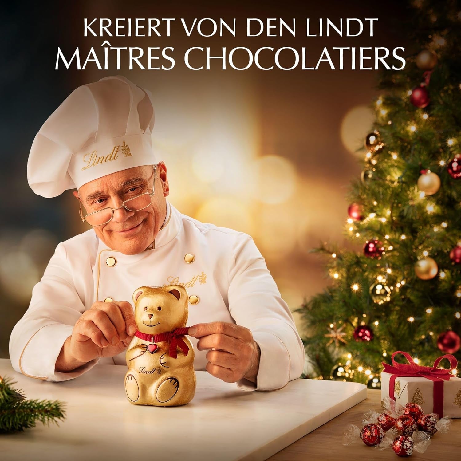 Chocolat Lindt | Coffret de pralines de Noël | 200g Assortiment de pralines de Noël enrobées du meilleur chocolat au lait | Cadeau chocolaté pour Noël