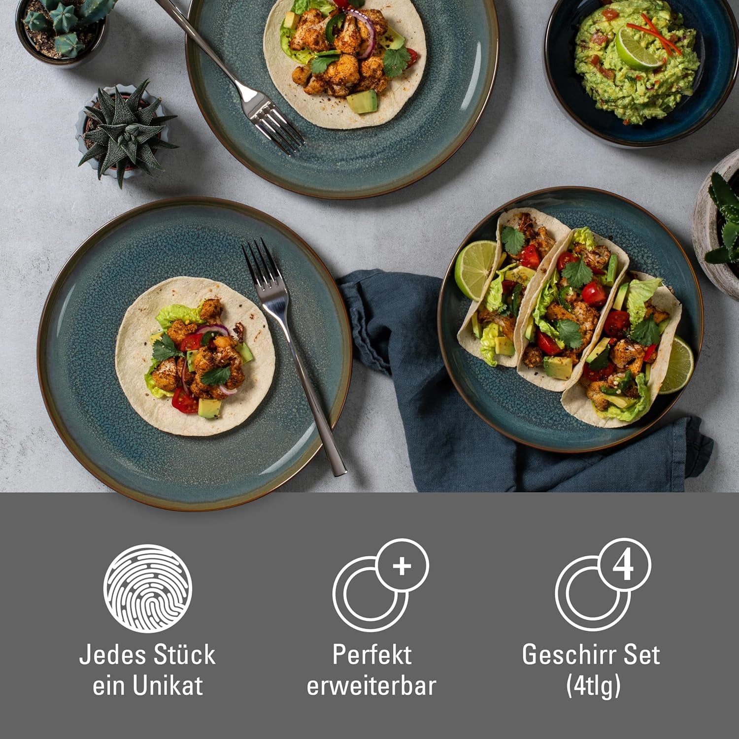 Service de table Crafted Breeze de Villeroy & Boch, 4 pièces, pour 2 personnes, vert