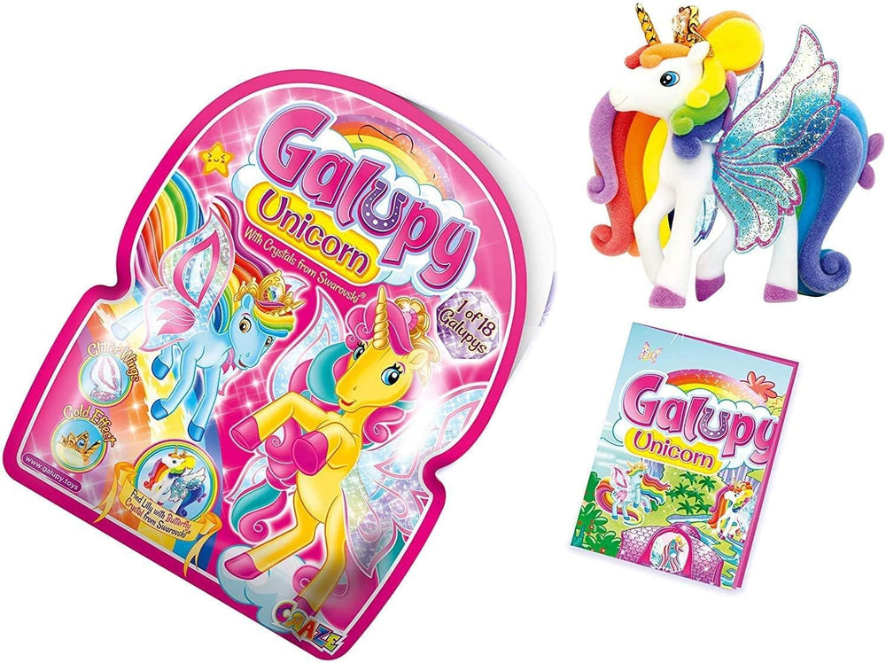 Galupy Licorne - Pack de 3 figurines de licorne, jouets de licorne à collectionner, figurines de poney aux ailes brillantes et figurines d'action en cristal Swarovski Naty Shop