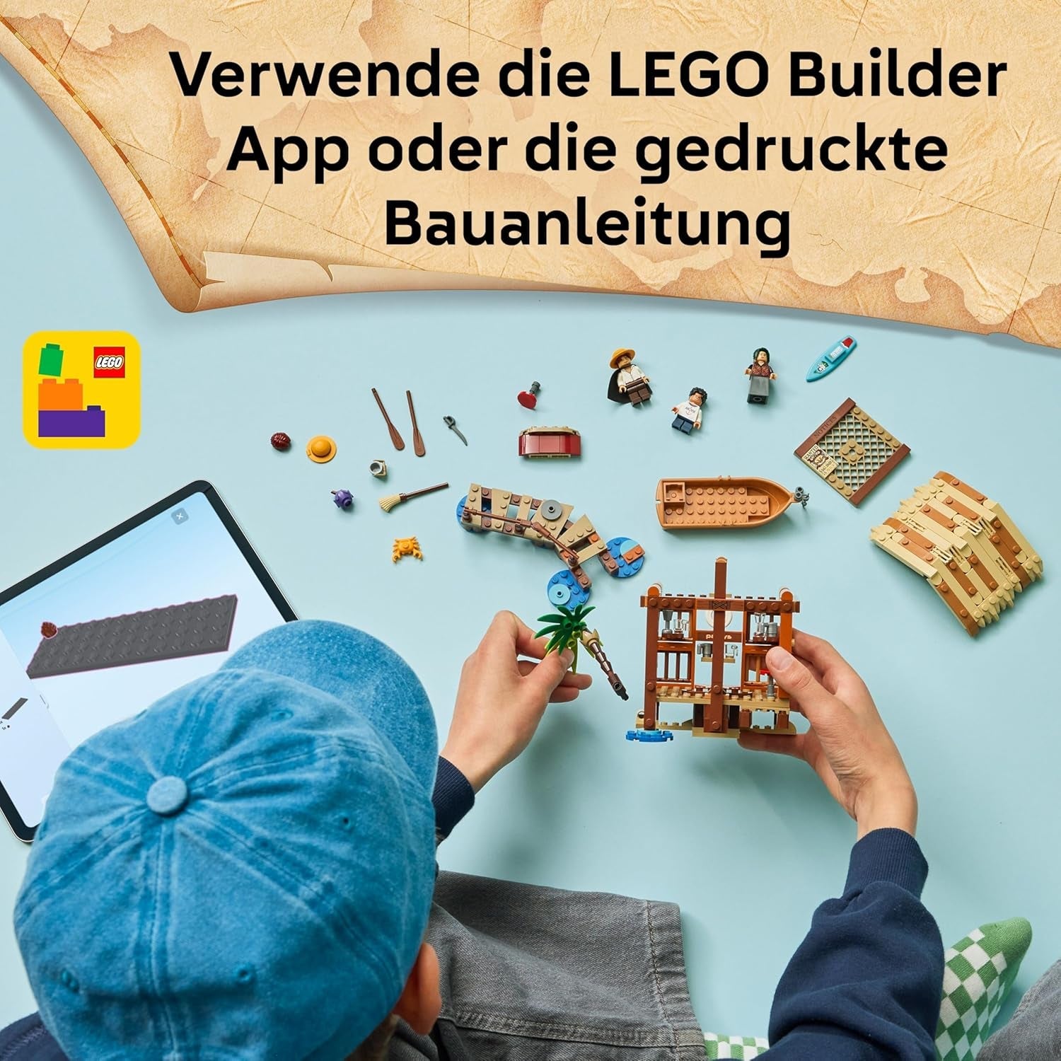 LEGO ONE PIECE Windmühlendorf-Hütte - Spielzeug mit Boot, Jungen Ruffy, Shanks & Makino Minifiguren sowie Zubehör - inkl. Steckbrief - Anime-Geschenk für Jungen, Mädchen & Fans ab 8 Jahren - 75636