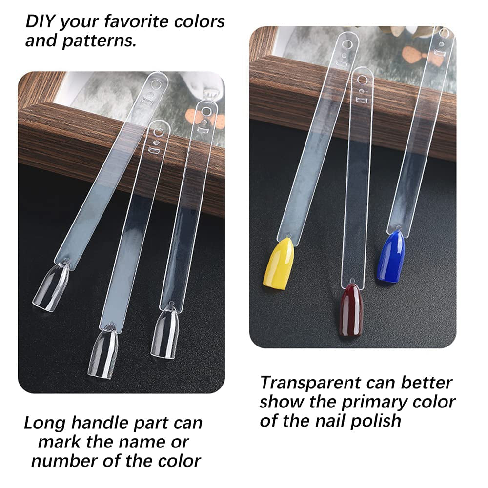 300 bâtonnets d'ongles transparents, dessins d'ongles en forme d'éventail, pointes d'affichage couleur avec 6 anneaux métalliques, plaque d'ongles artificiels pour salon de manucure et pratique du vernis gel pour débutants