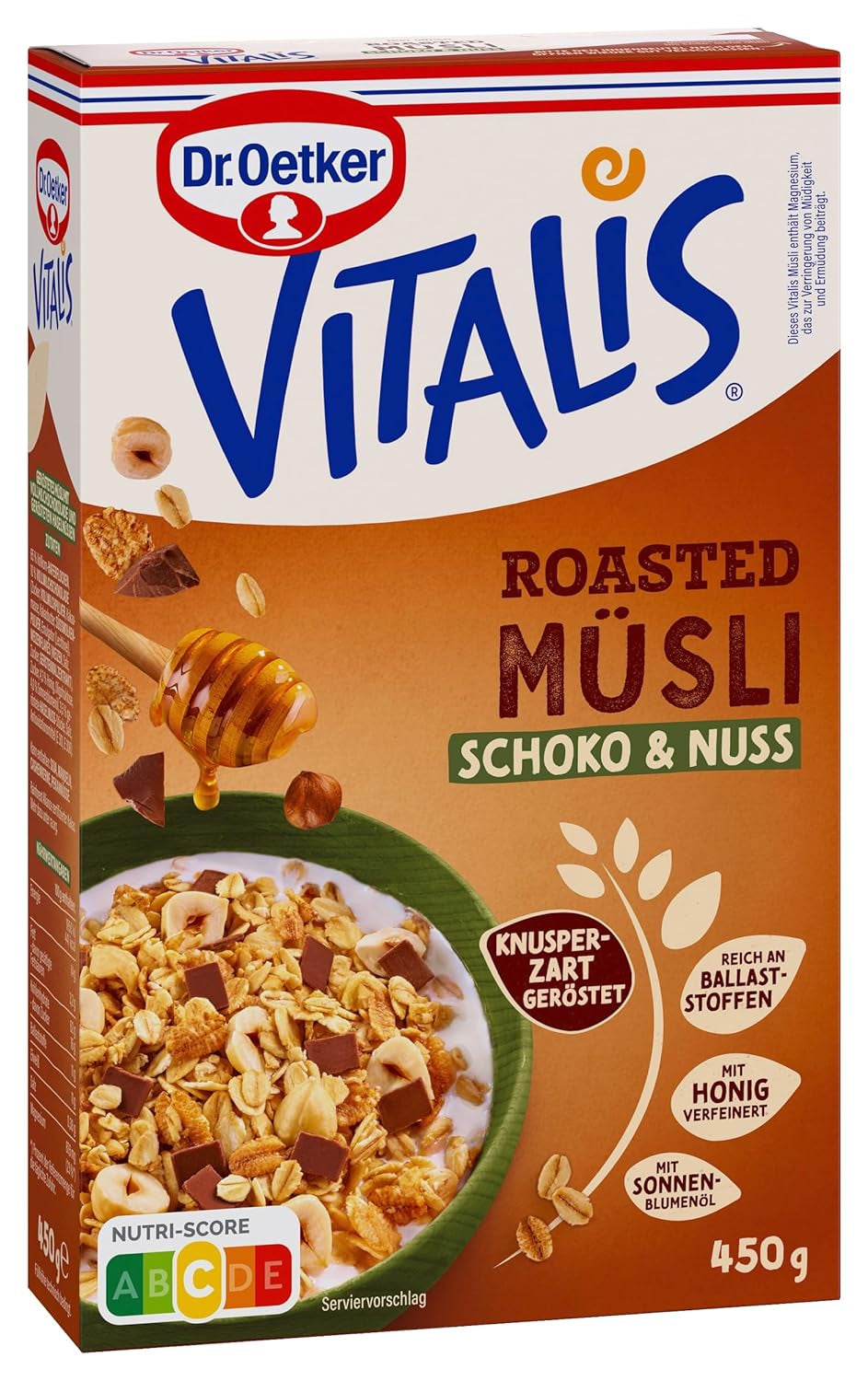 Dr. Oetker Vitalis Muesli grillé aux canneberges et graines de citrouille : Muesli grillé aux canneberges séchées, paquet de 8 (8 x 501 g)