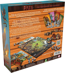 Fate : Defenders of Grimhelm, ELSNER Games, jeu de société coopératif fantastique, stratégie de défense de tour, 1 à 4 joueurs, 14 ans et plus, aventure épique, héros et magie, jeu tactique, FryxGames