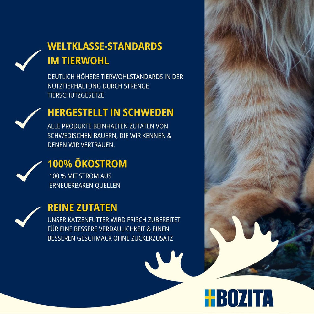 Bozita Mousse Chicken - 12 x 85g nourriture humide pour chat avec une fine texture de mousse et de poulet - recette sans céréales, sans sucre ajouté - avec des postbiotiques pour soutenir une flore intestinale saine