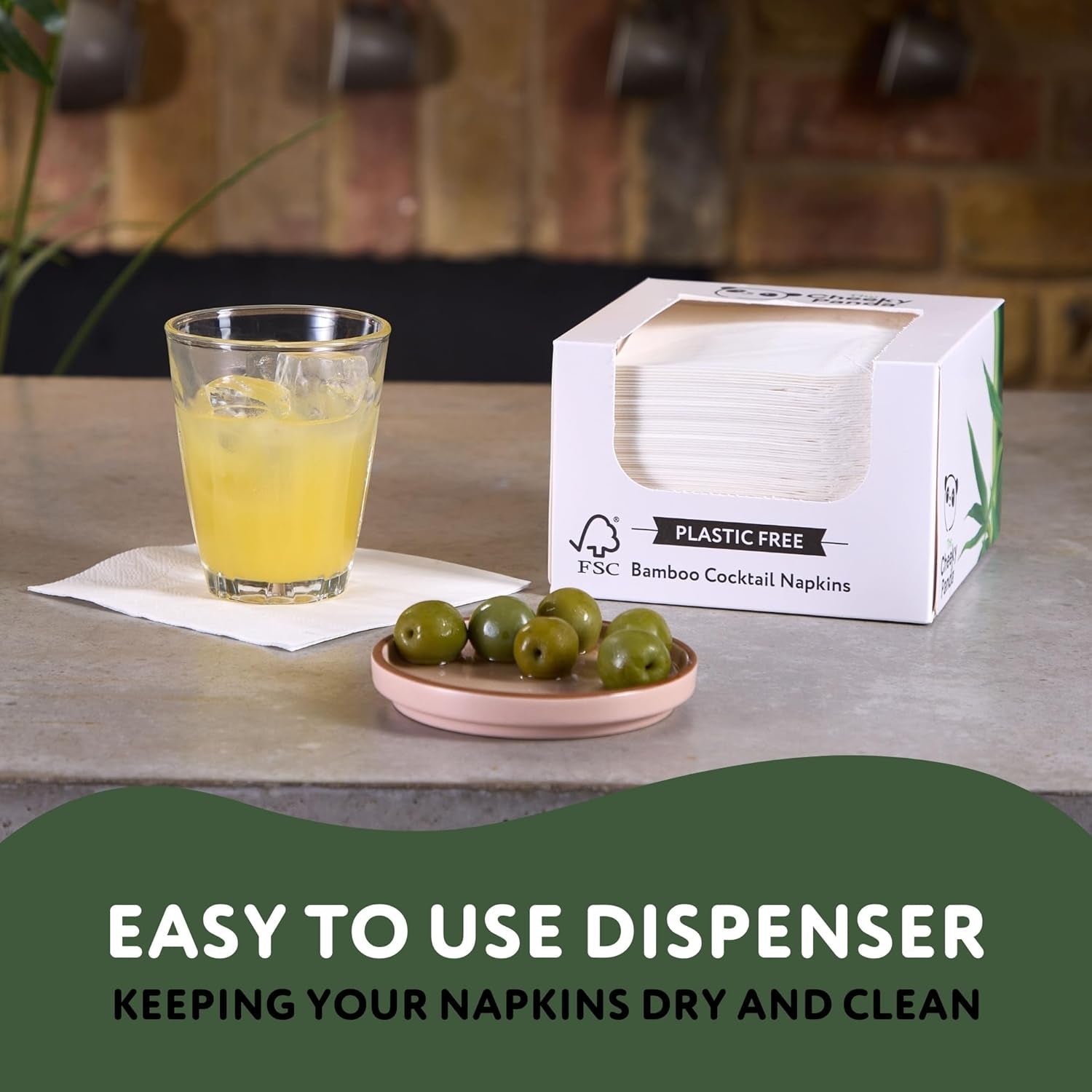 Les serviettes de cocktail en bambou Cheeky Panda | serviettes blanches 100 pièces serviettes en papier