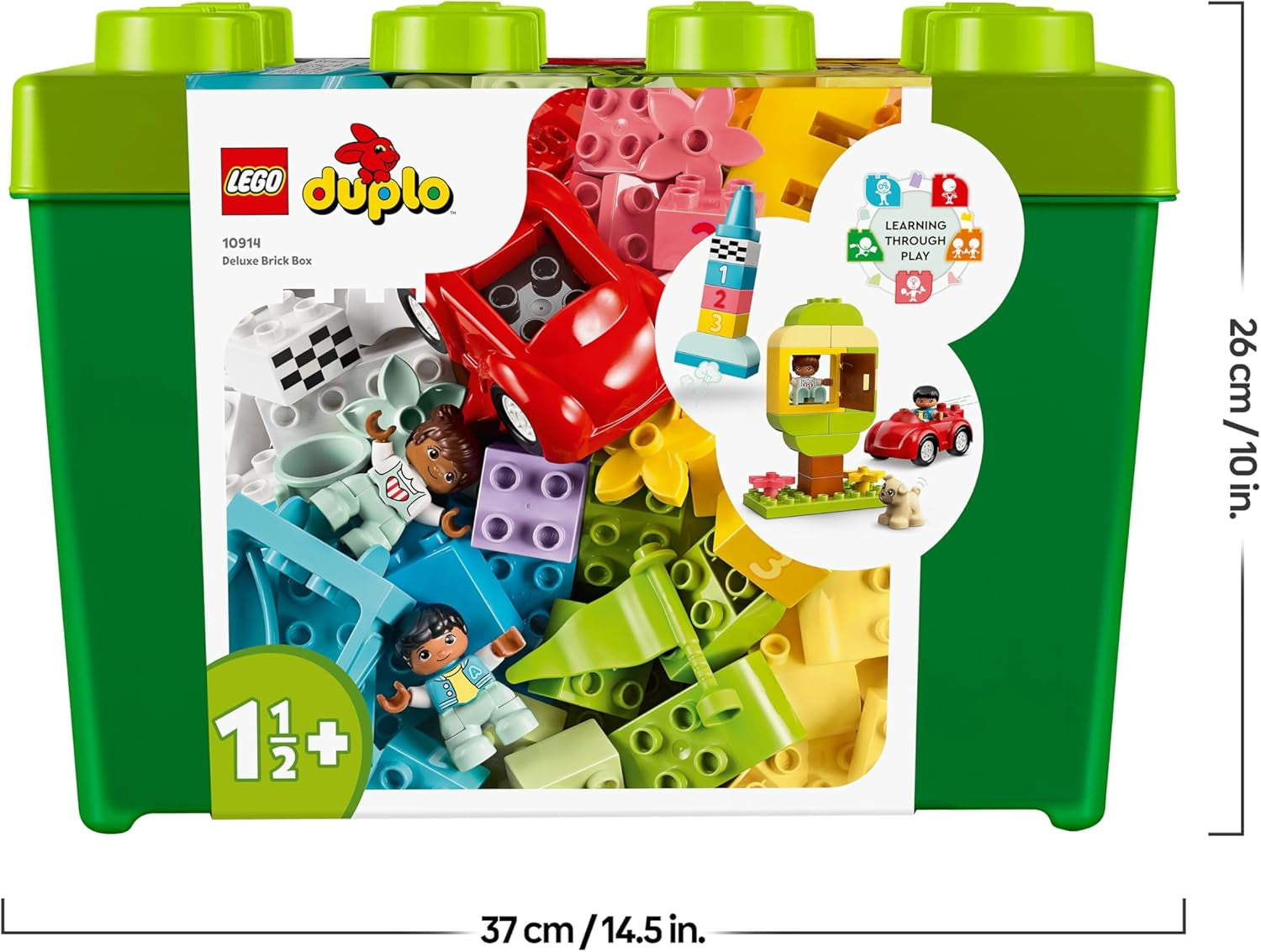 LEGO DUPLO Deluxe Brick Box - Fine Motor Skills Toys for 1+ Year Old Boys & Girls - incl. a Car, Number Bricks & Animal Figures, Plus Toy Storage - 10914
