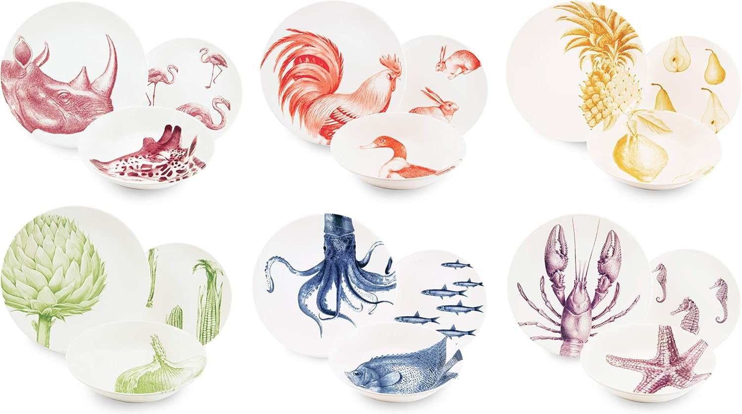 Assiette Excelsa Flora & Fauna, céramique, multicolore