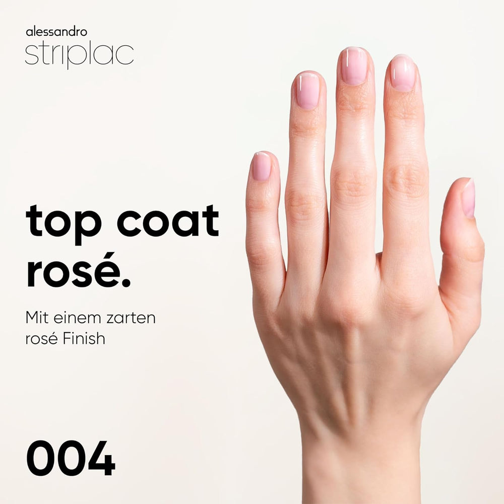 alessandro Striplac UV Top Coat Rosé - Ongles brillants et résistants aux rayures jusqu'à 15 jours - Peut être utilisé avec ou sans couleur - Technologie d'élimination en douceur - Vegan - Rose, Transparent, 6,5 ml