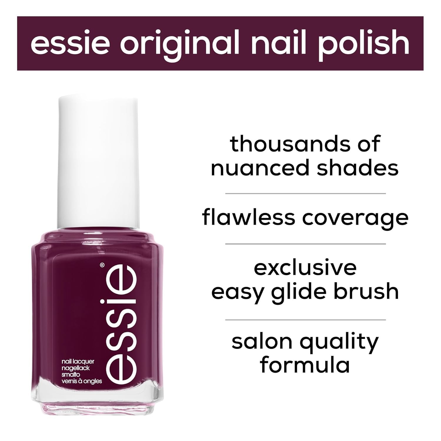 Oja Essie pentru unghii intens colorate, nr. 44 Bahama Mama, Violet, 13,5 ml