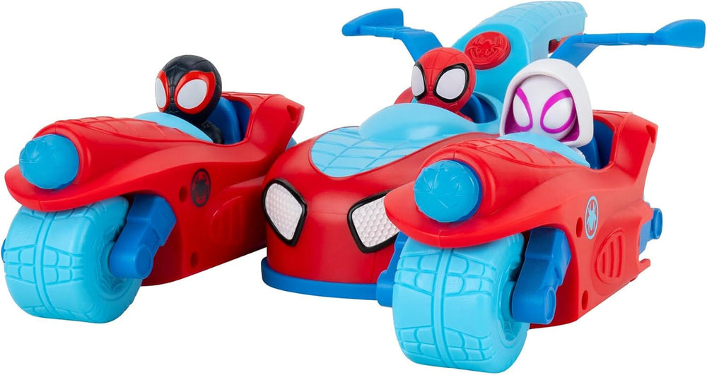 Spidey und Seine Super-Freunde SNF0346 - Team Split Racer, 3 in 1 Fahrzeug mit Sound, ab 3 Jahren