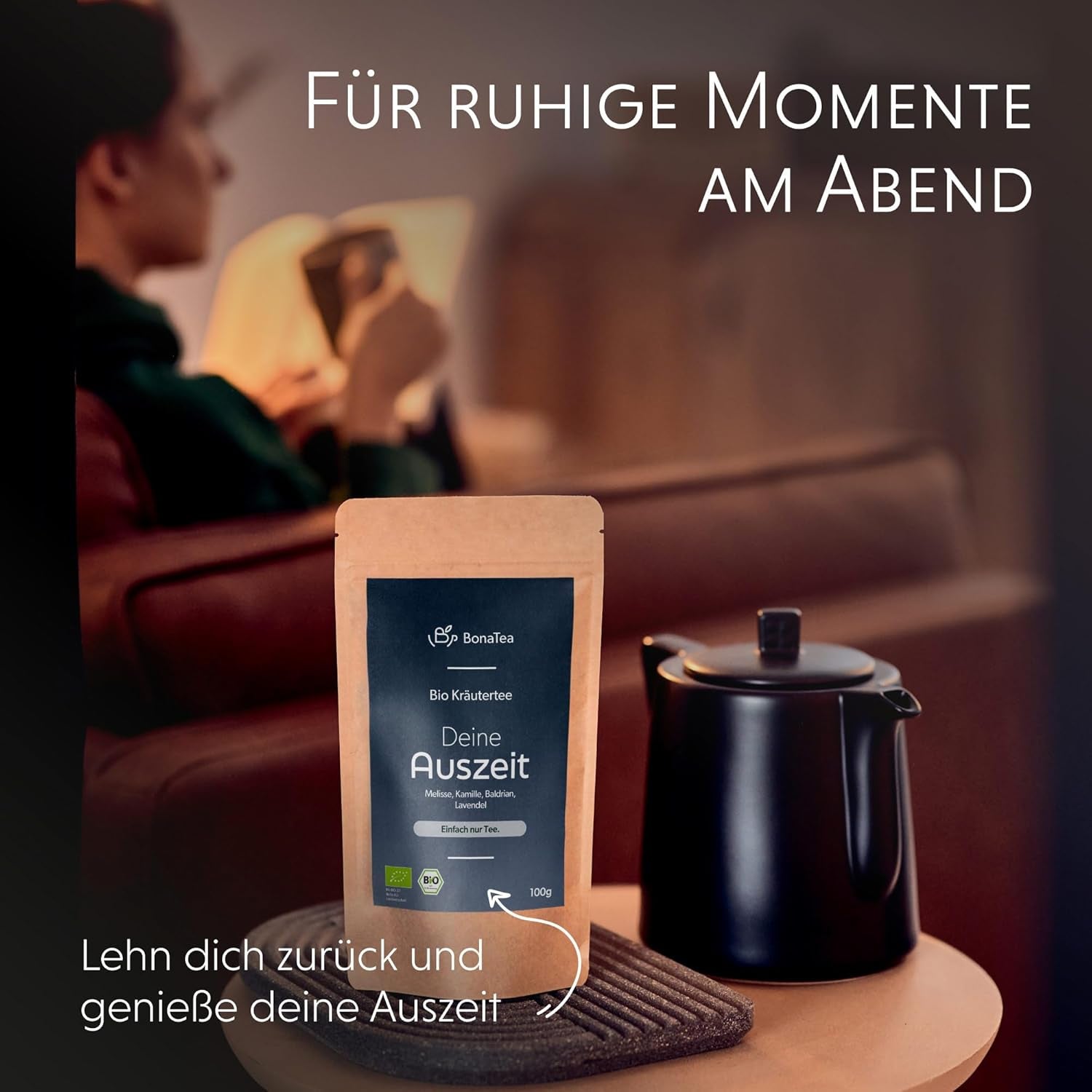 Thé du soir BIO 100 g - Votre pause avec valériane, lavande, mélisse, camomille, mélange de tisanes pour la détente du soir