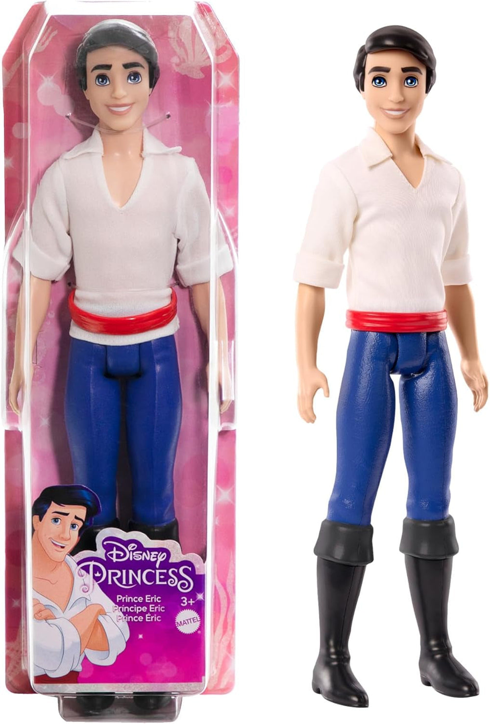 DISNEY Princess - Poupée Prince Erik avec chemise douce, pantalon et bottes préformés, faisant partie d'une collection de jouets Ariel, 3 ans et plus, HLV97 Naty Shop Dolls Single Multicolore