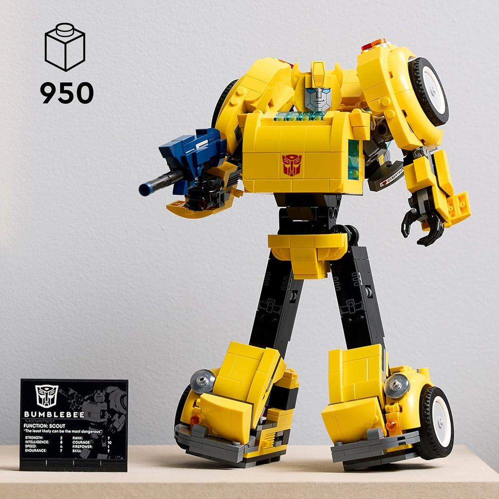 LEGO Icons Transformers Bumblebee, Roboter-Actionfigur für Erwachsene zum Sammeln, Bauset zum Film für Science-Fiction-Fans, lässt Sich in EIN Auto umbauen, Abenteuer-Spielzeug 10338