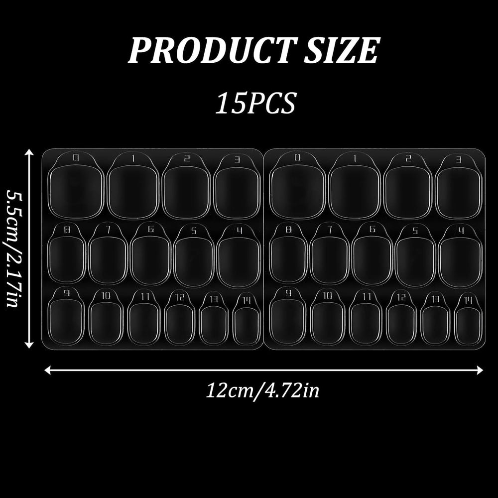 15 feuilles/450 pièces de tampons adhésifs pour ongles, 15 tailles de tampons adhésifs transparents pour ongles, gel de gelée double face, autocollant adhésif pour ongles, tampons adhésifs à presser sur les ongles, tampons adhésifs pour accessoires de décoration de manucure DIY