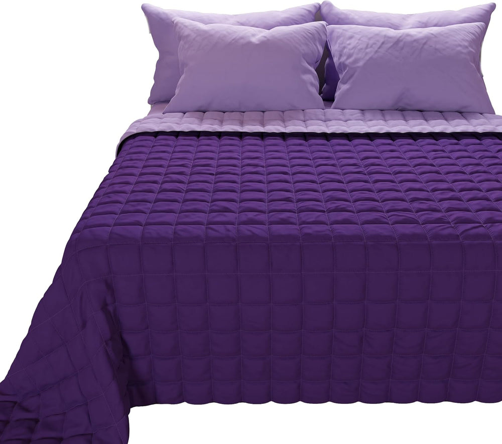 PETTI Artigiani Italiani - Couvre-lit simple, couvre-lit double face, couvre-lit à ressorts, bleu nuit, blanc, 100% Made in Italy