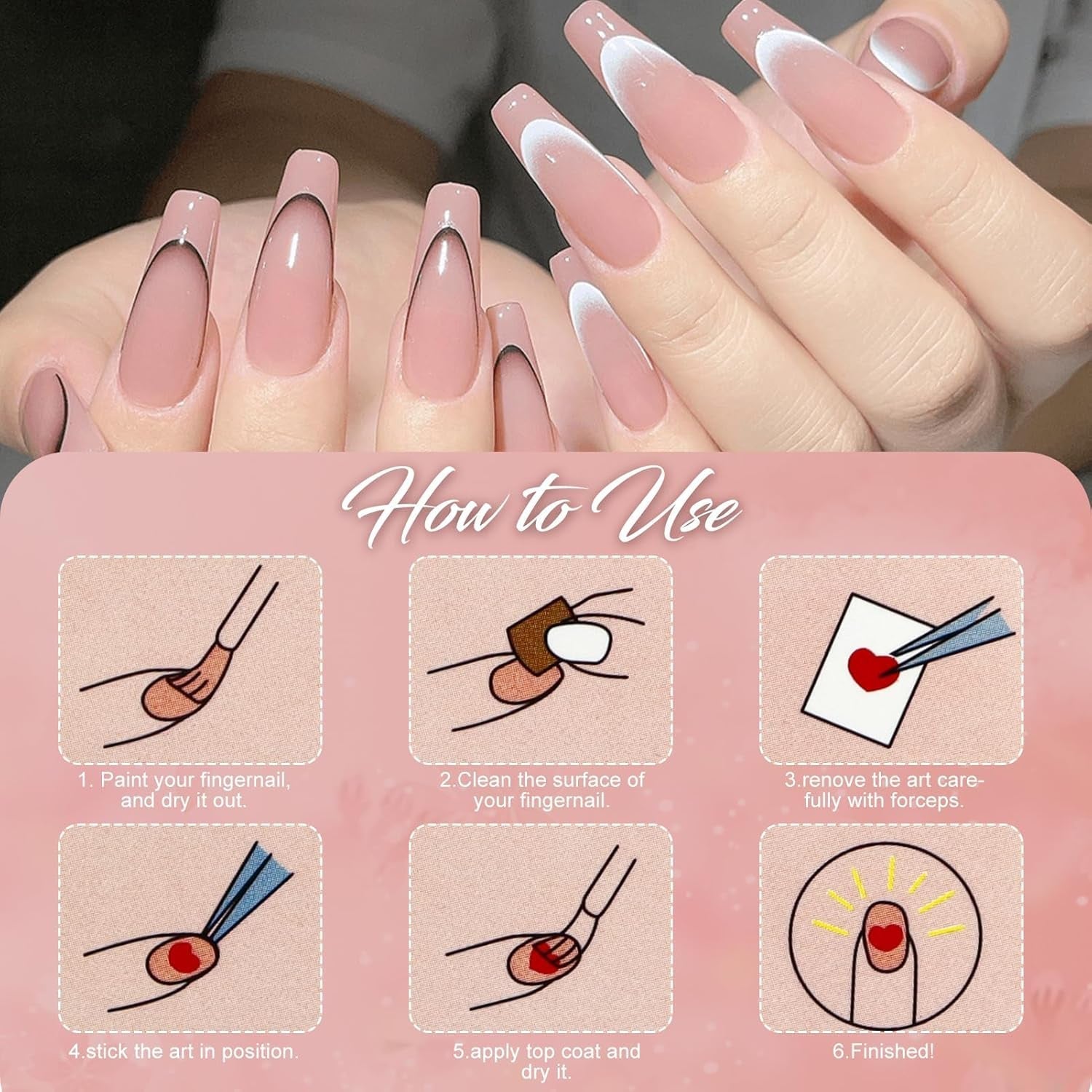 12 pièces French Tip Nagelsticker Selbstklebend Bunte French Nails Schablone Nagelaufkleber Nail Art Stickers Nageldesign DIY Nägel Zubehör(12 Farben)