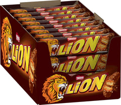 NESTLÉ LION Choco, barre de chocolat croustillante fourrée au caramel et gaufrette croustillante, paquet de 24 (24 x 42g)