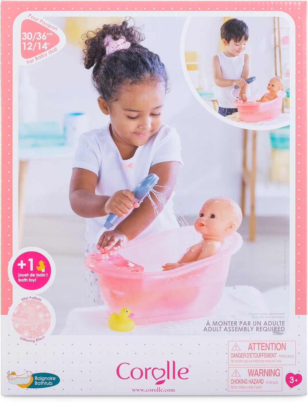 Corolle 9000141660 - Baignoire Mon Grand Poupon avec fonction pompe et canard en caoutchouc pour toutes les poupées 30-36 cm, 32,5 cm, à partir de 3 ans