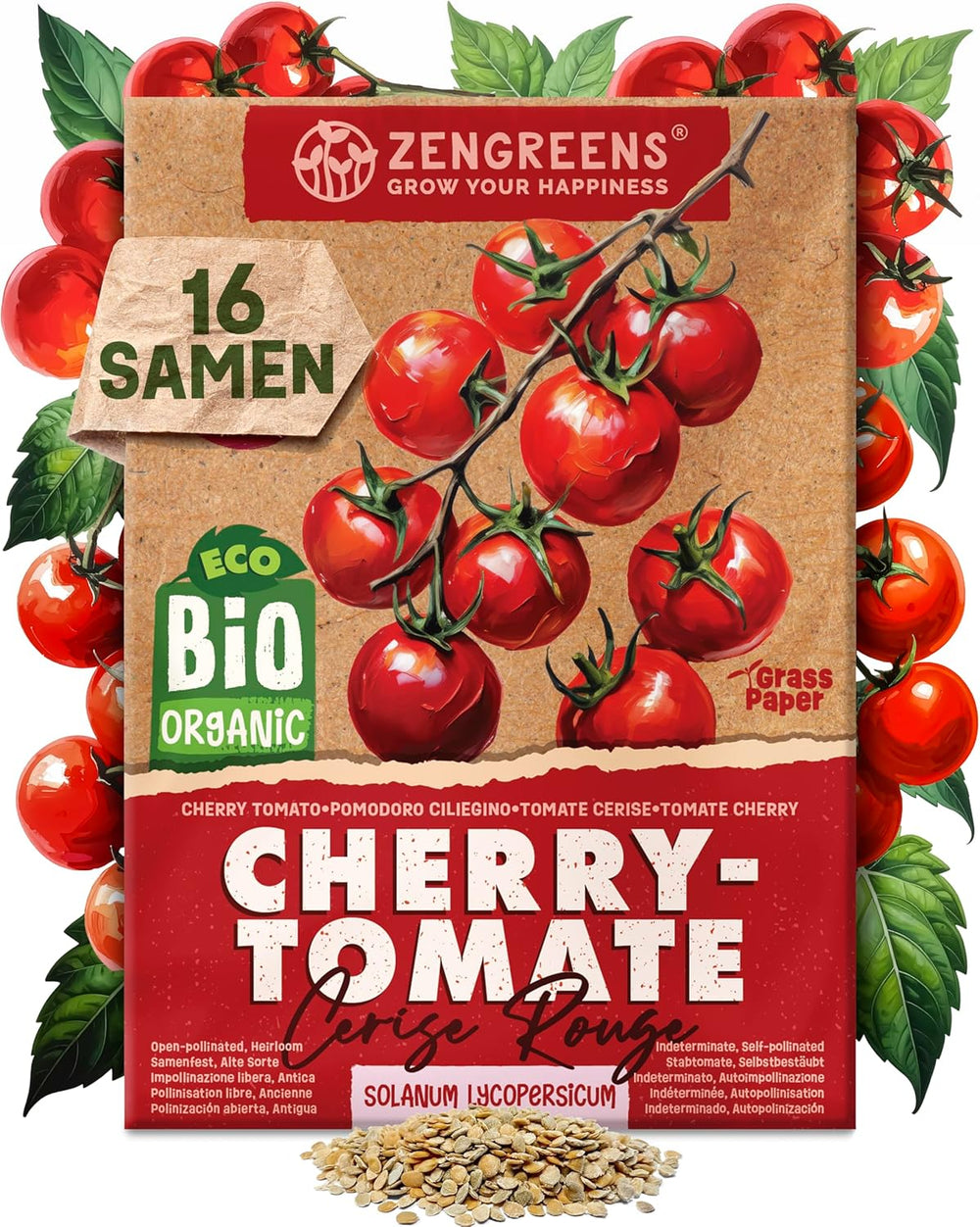 Graines de tomates biologiques dans un ensemble de 10 à 10 graines de tomates pour une culture facile dans le jardin, le balcon ou le parterre surélevé - Graines de plantes - Semis