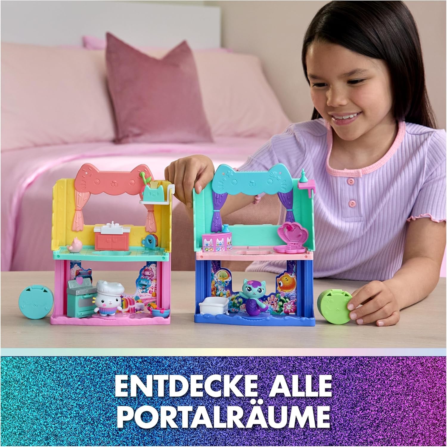 DREAMWORKS GABBY'S DOLLS HOUSE : LE FILM - Cuisine saupoudrée de sucre de Portal Room Kuchi avec figurine et accessoires, à partir de 3 ans