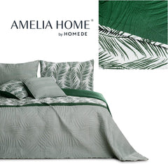 Ameliahome Couvre-lit Couvre-lit 170X210 Cm Double Face Facile d'entretien Couvre-lit Motif Plante Vert Blanc Tropical Bonaire Lits et Couvertures Besuche den AmeliaHome-Store