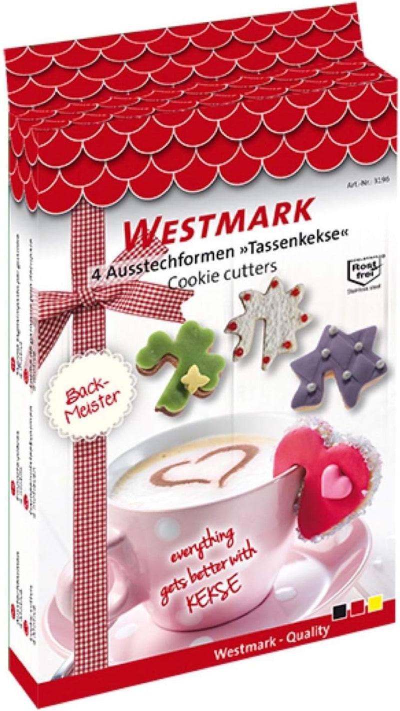 Westmark Ensemble d'emporte-pièces en acier inoxydable, motifs assortis, tasse à biscuits, 4 pièces, argent 31962260